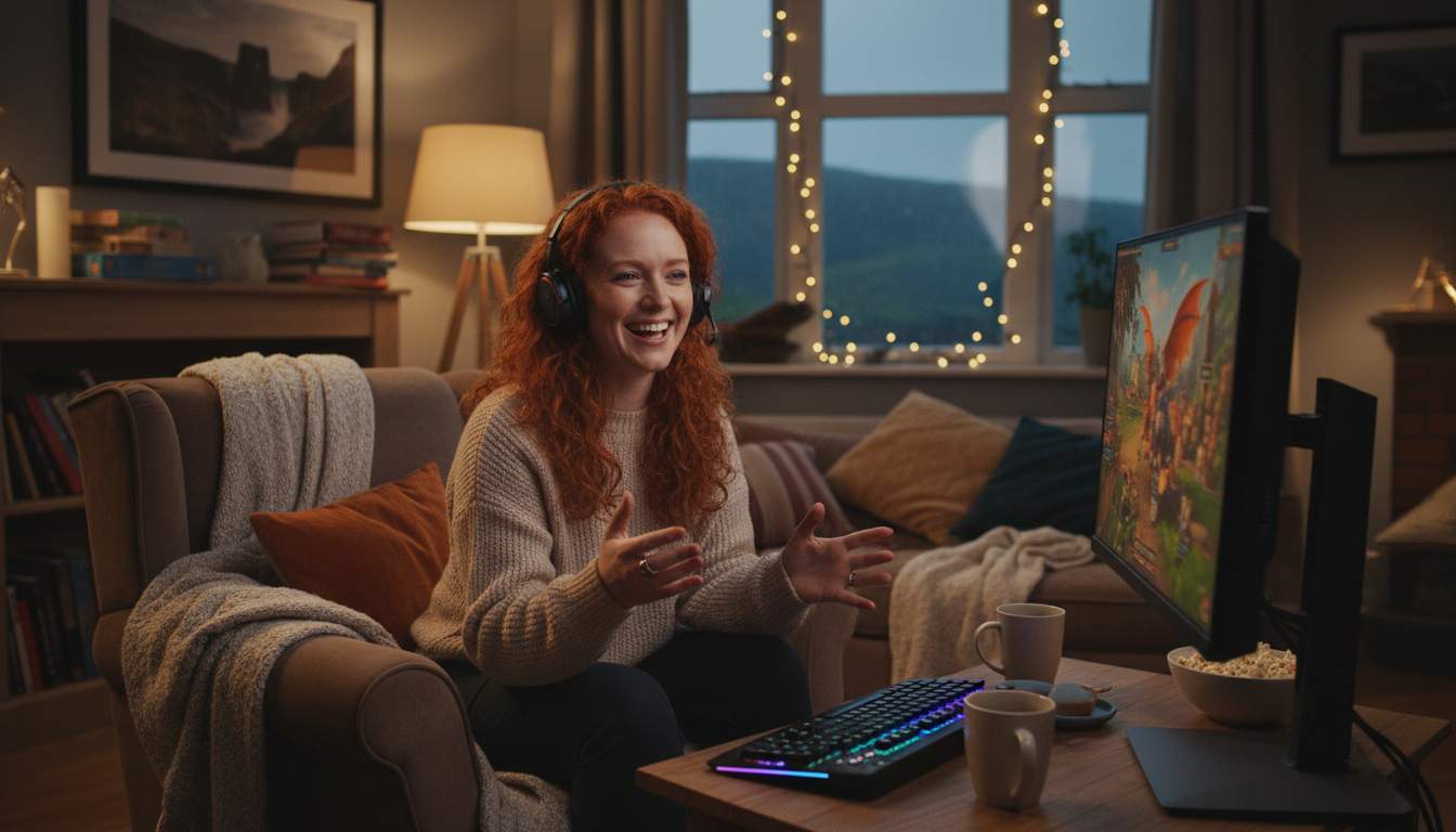 Excited woman enjoying casino games